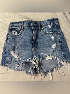 Abercrombie & Fitch Blue Jean Shorts High-Waisted Distressed